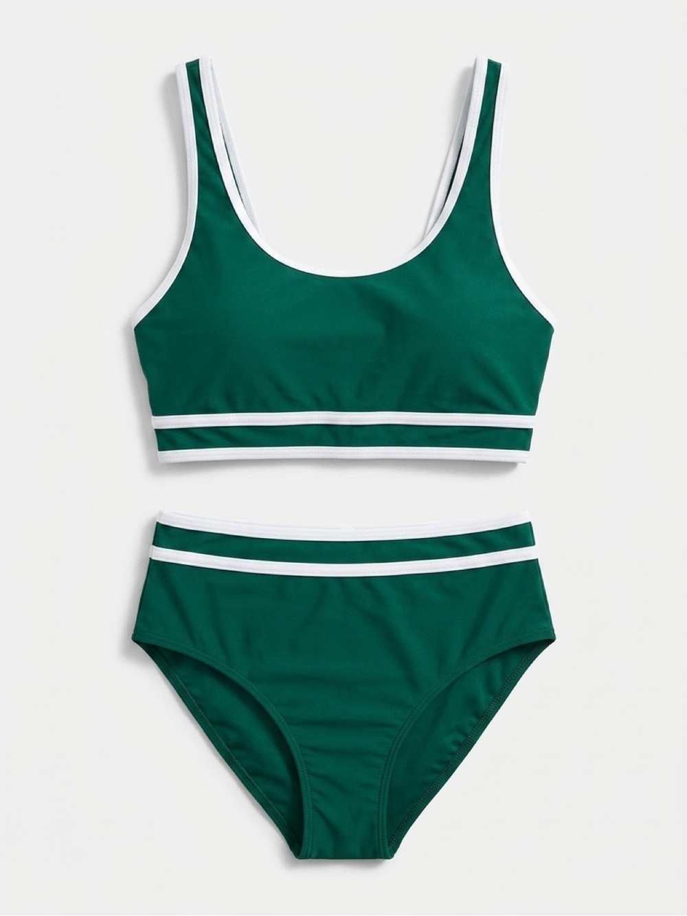 Amazon Emerald Green Scoop Bikini with White Trim